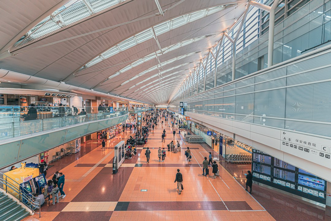 Travelers inside Haneda Airport in Tokyo