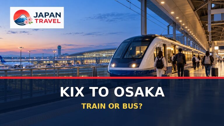 Kansai Airport train platform for choosing transport to Osaka